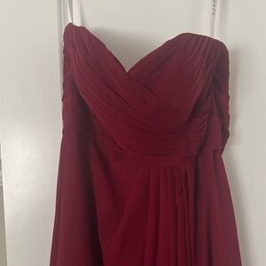 Azazie Strapless Ruby Red Dress